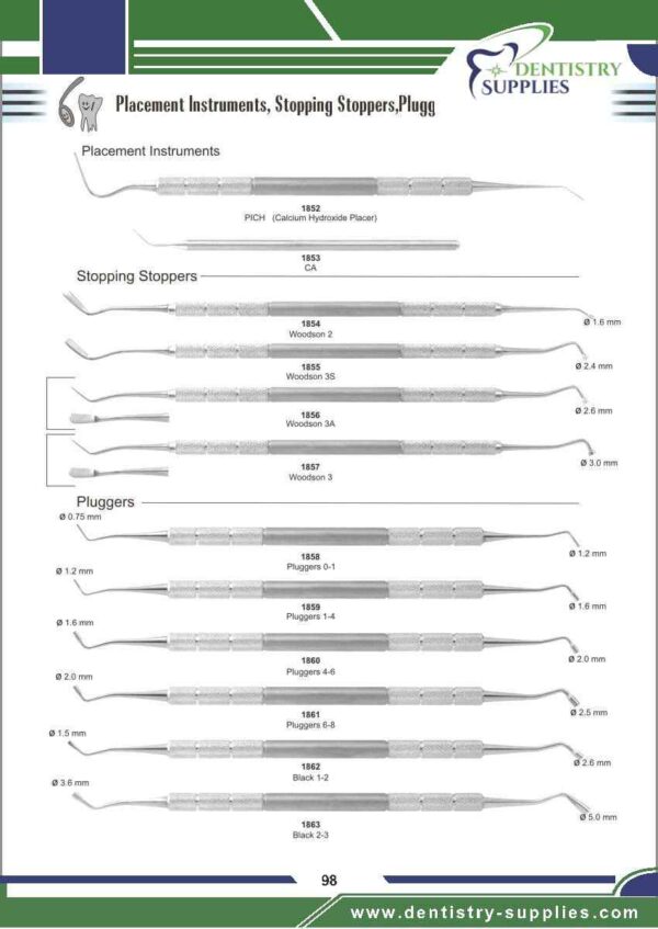 Placement Instruments Stopping Stoppers Plugg