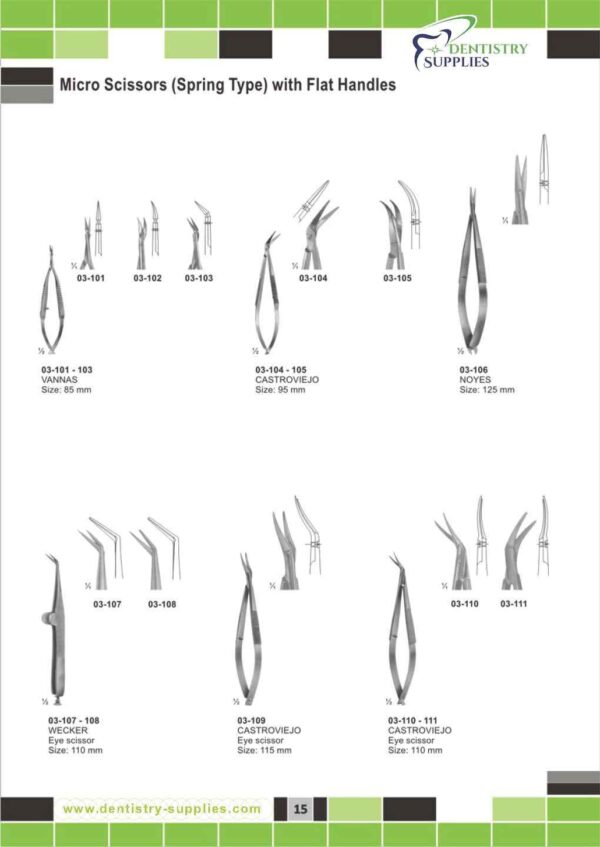 Micro Scissors[Spring Type] With Flat Handle