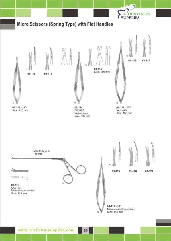 Micro Scissors[Spring Type] With Flat Handle