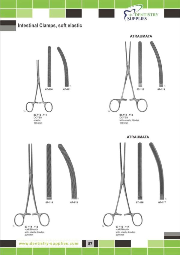 Intestinal Clamps.Soft Elastic