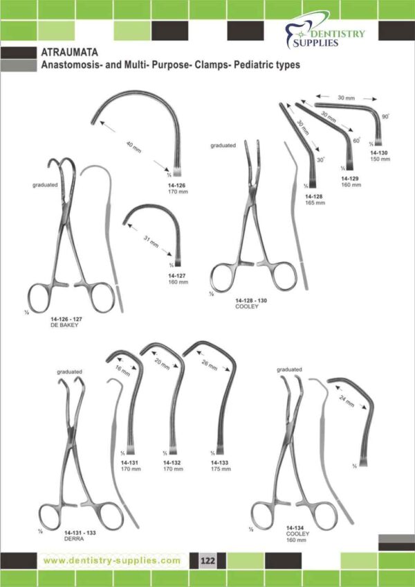 Atraumata Anastomosis And Multi Purpose Clamps Pediatric Types