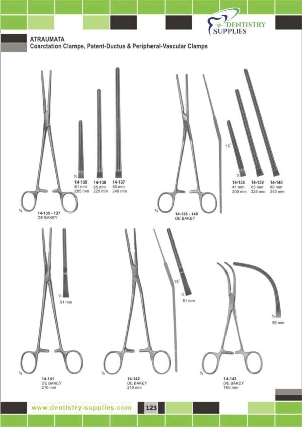 Atraumata Coarctation Clamps Patent Ductus & Peripheral Vascular Clamps